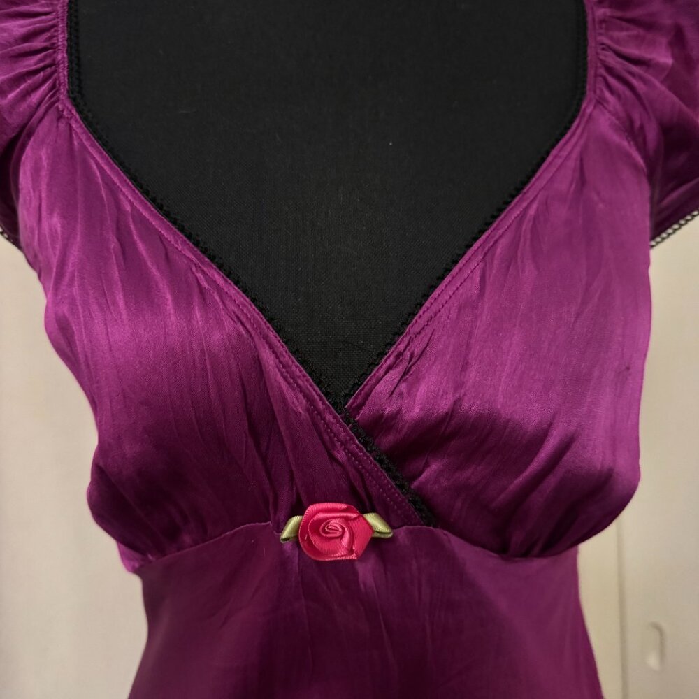 Vintage Betsey Johnson 90s/Y2K Fuschia silk bias cut milkmaid dress - Picture 3 of 4